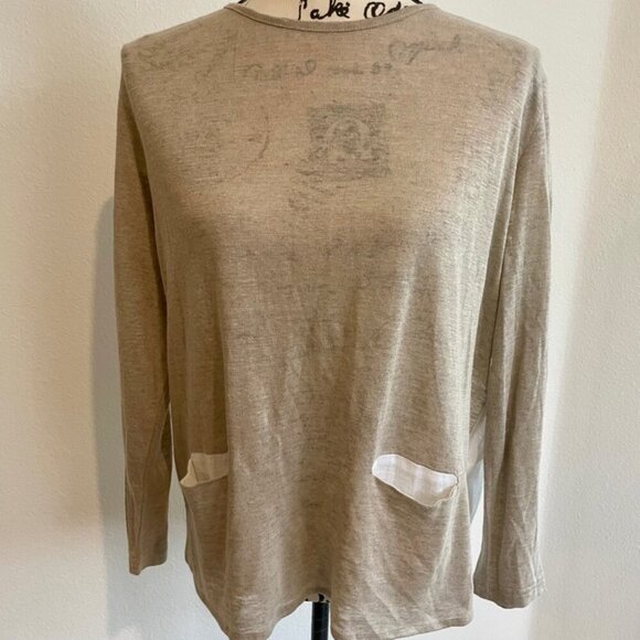 SARTORIAL SARACENA ANTHROPOLOGIE 100%LINEN BLOUSE SZ M TAN WHITE MADE IN ITALY - Picture 12 of 16